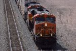 BNSF 8282 and 5456 higball below bridge in Petrified Forrest